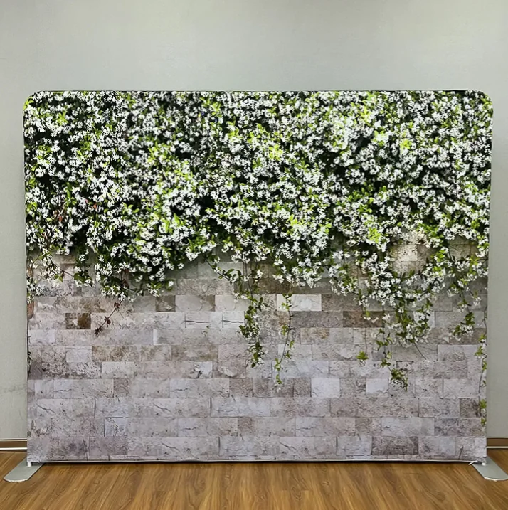 White Floral on Brick Wall photo booth backdrop singapore