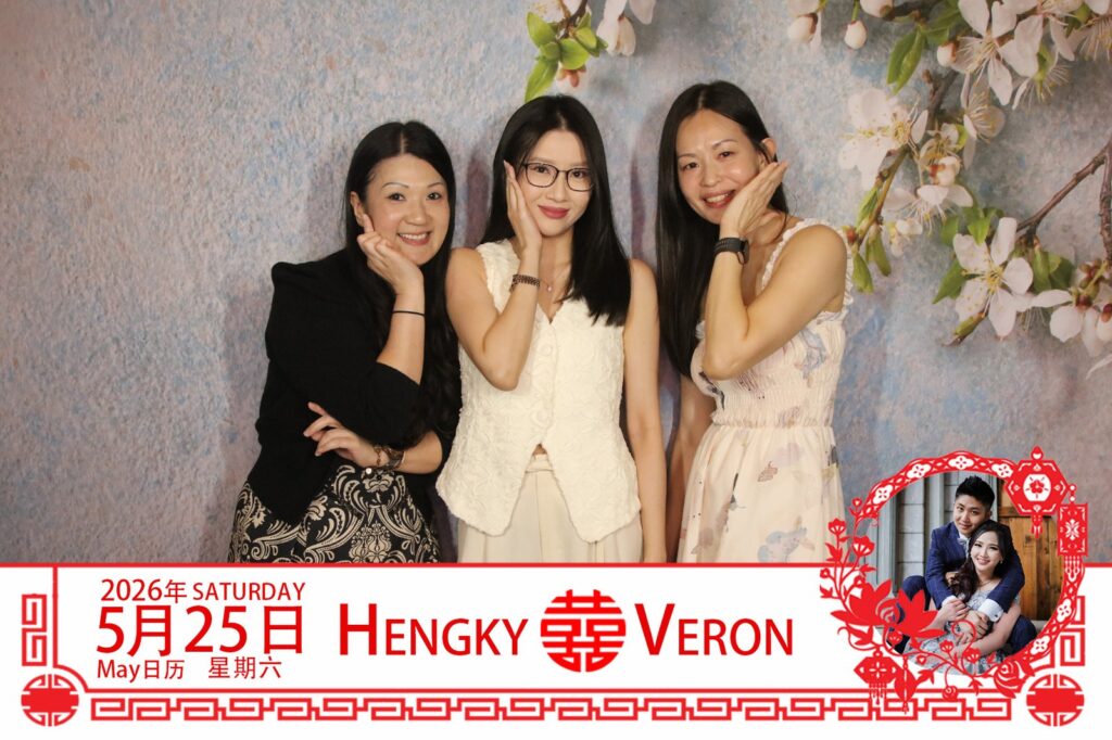 Wedding photo booth Singapore — instant print layout with double-happiness design
