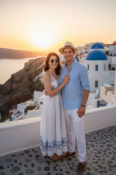 Santorini Greece AI photo booth portrait — iSnap Photography Singapore
